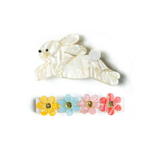 Hop Bunny Pearlized Alligator Clips