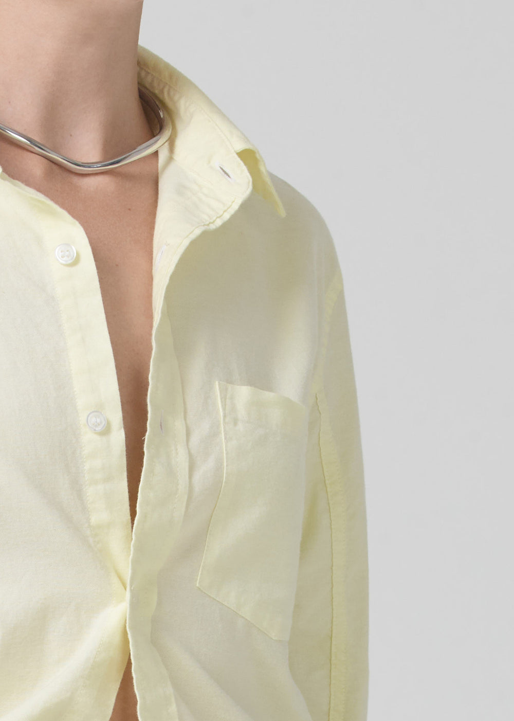 Kayla Shrunken Shirt - Oxford Baby Yellow