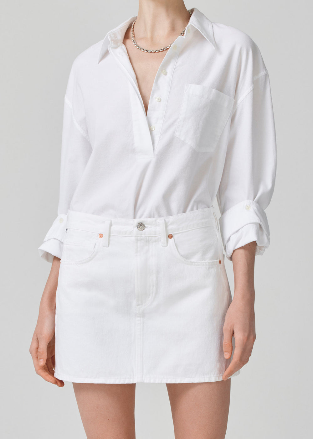 Aave Oversized Cuff Shirt - Oxford White